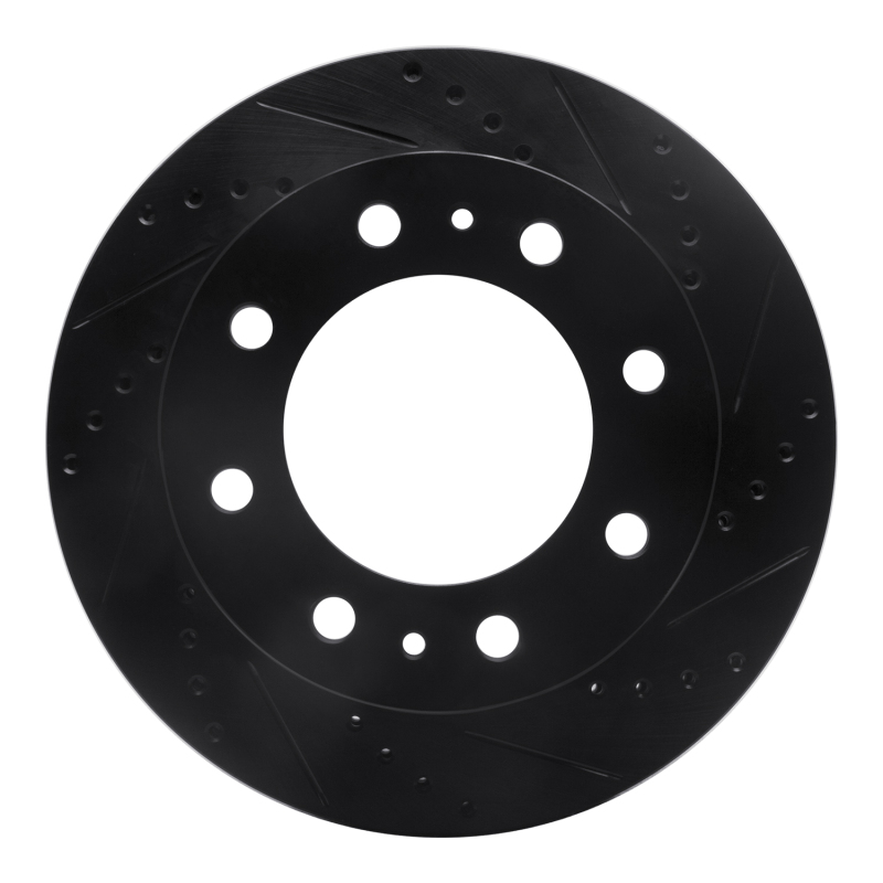 Ford E-Super Duty Brake Rotor (1) - Rear Right - R1 Concepts - Drilled & Slotted - Black - `08-`20
